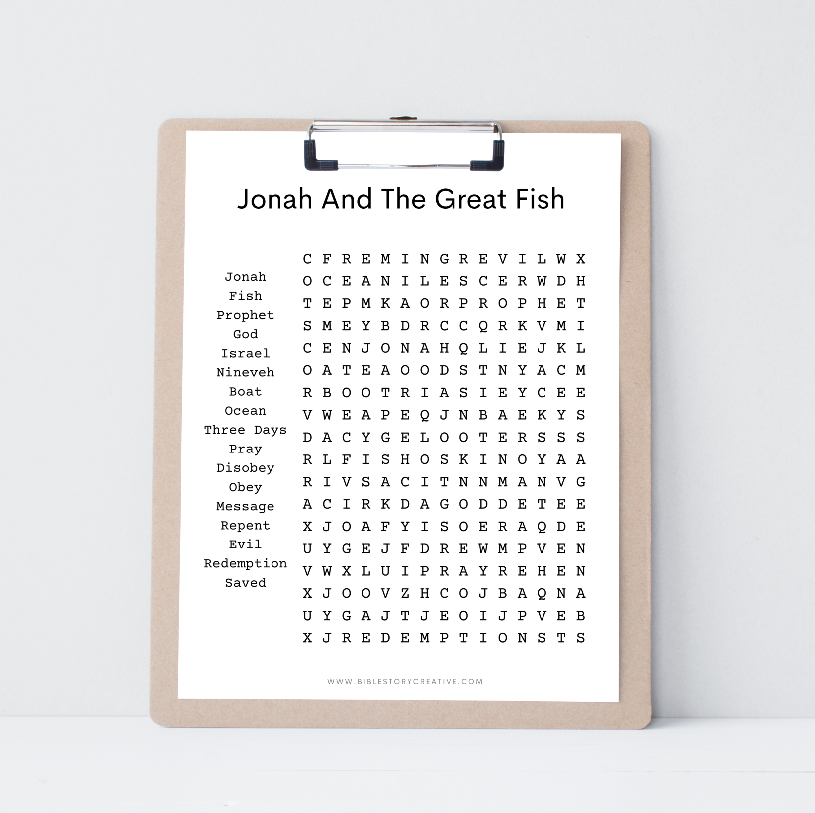 Jonah And The Great Fish | Word Search